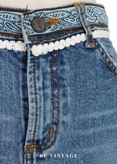 流浪的波西米亞變形蟲緞帶流蘇牛仔裙（27"）6