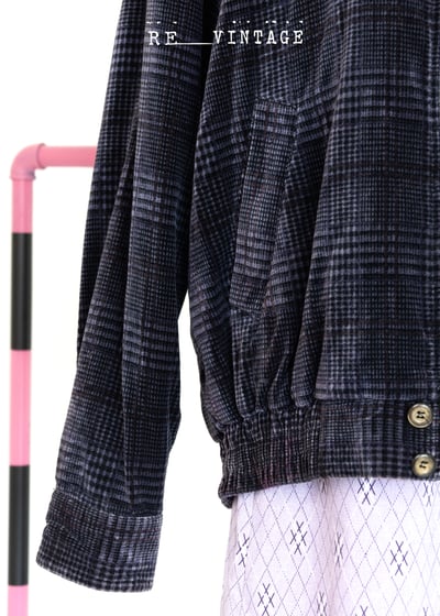 深藍紫色格紋絨布夾克外套10