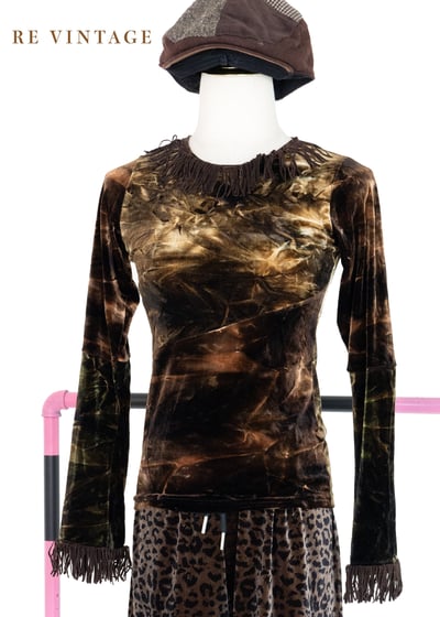 森林閃電流蘇絨布上衣1