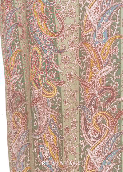 東方花紋草綠流蘇及膝裙（24.5）6