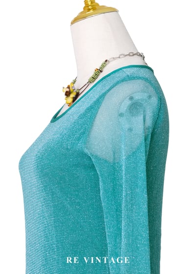 極光藍綠色閃亮貼身長袖上衣6