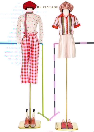 玫瑰奶茶色線條高腰短褲（26"）2