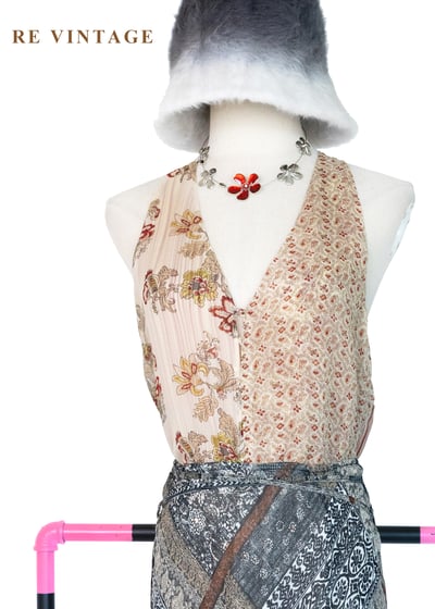 燕麥紅花卉迷人削肩背心7