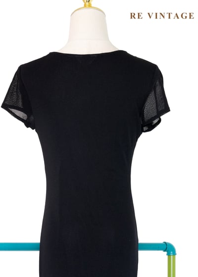 知性藍色植物標本黑底長洋裝16