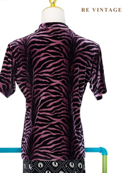 粉紅紫斑馬絨布短袖上衣7