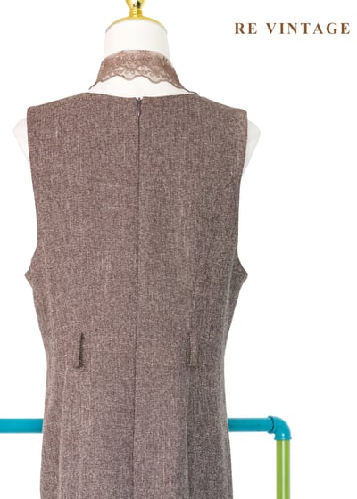 氣質單品 - 復古方領摩卡色氣質長洋裝14