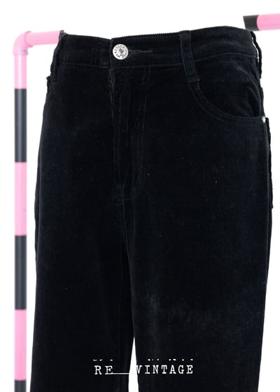 美少女愛心燈芯絨黑色長褲5