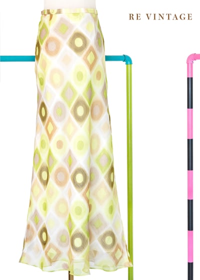 Amber Moss 菱格光影琥珀綠長裙（27"）1