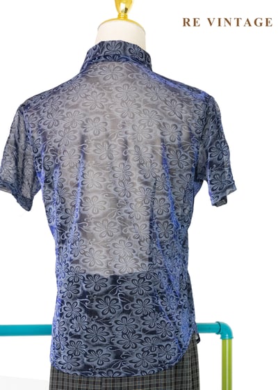 電波花語  - 極光藍燒花透膚上衣8