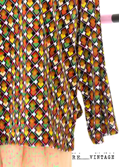 四色小菱格絨布長袖上衣4