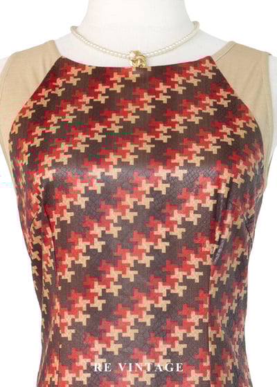 巴黎知性女孩紅棕十字紋洋裝5