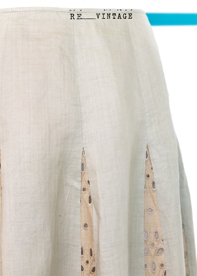 卡其色花花拼接蕾絲中長裙4