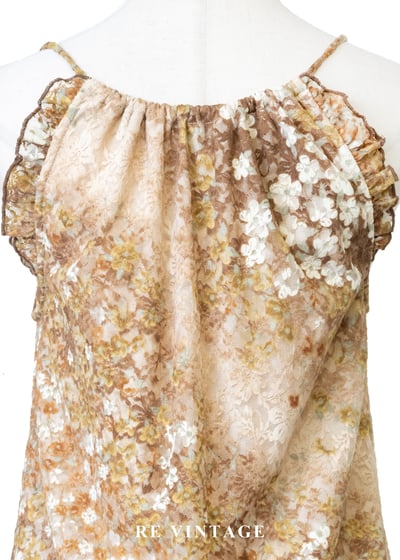 焦糖杏色色蕾絲小碎花鬆緊腰洋裝17