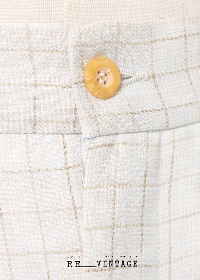 棕色格子米白熱西裝寬版直筒褲3