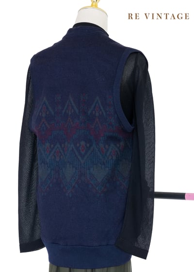 Dark Navy 圖騰毛料針織背心10