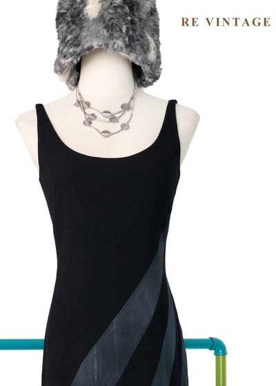 Minimalism 螺旋拼接線條美背細肩長洋裝3