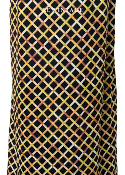 強烈黑與黃菱格紋長裙（26"）5