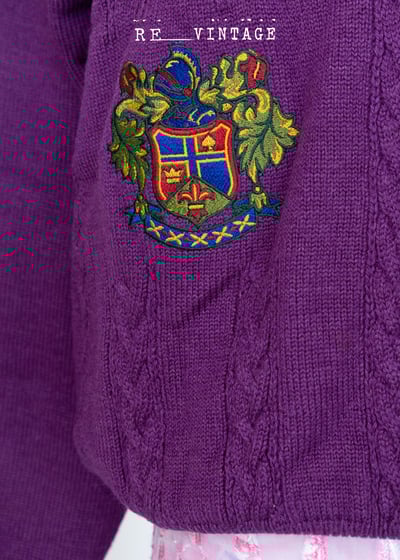 紫紅色皇宮圖騰100％針織毛衣6