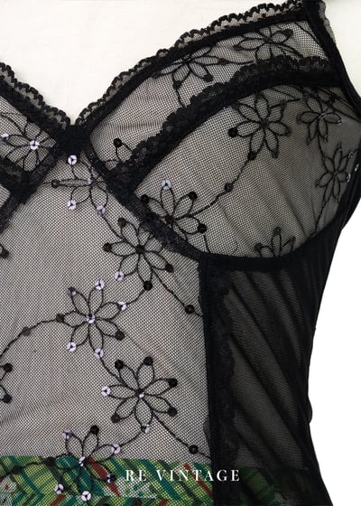 繁星花朵閃亮起舞黑蕾絲背心6