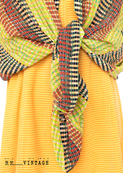 格紋線條黃橘黑短袖襯衫8