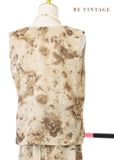 套裝背心 - 棕影花語舊夢背心10