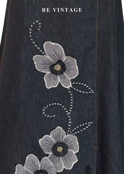 野徑花朵側繫帶丹寧美裙（27"）4