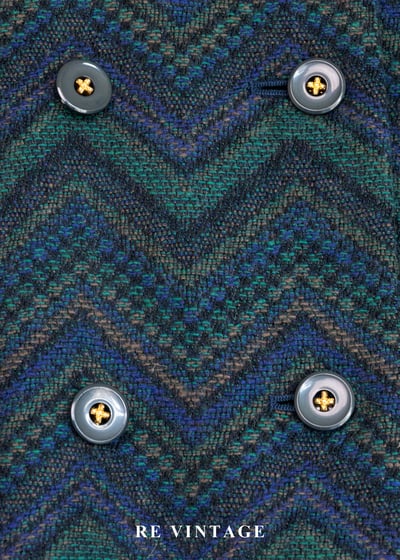 孔雀綠復古鋸齒紋雙排釦西裝外套6