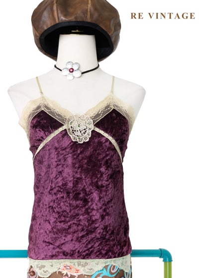 空靈少女 -  紅紫色絨布細肩帶背心1