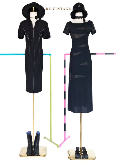 黑底白線結構感貼身洋裝2