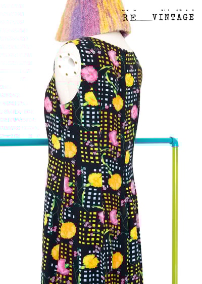 雙色康乃馨格紋長洋裝5