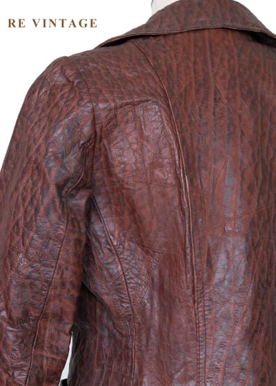 西部獵人 - 酒紅龜裂壓紋皮革外套14