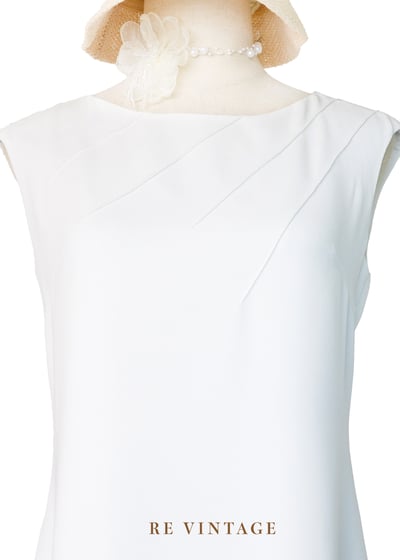 氣質單品 - 領口設計線條純白小洋裝3