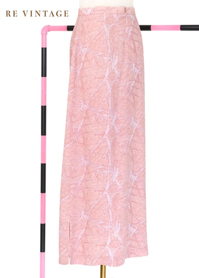 粉紅爆裂紋路雪紡長裙（24.5"）1