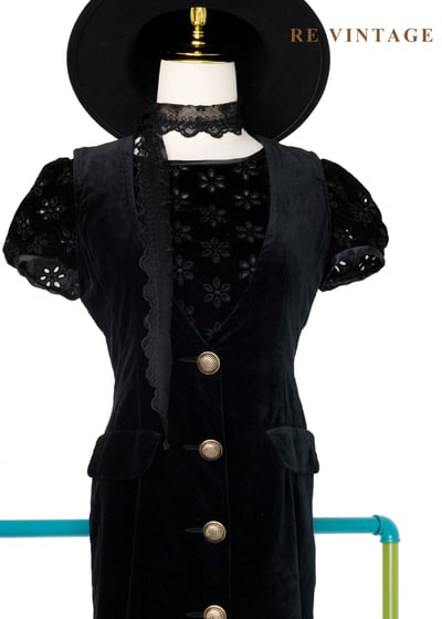 質感單品 - 優雅感金釦黑絨洋裝3