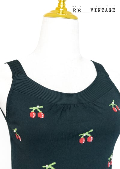 灰綠色小櫻桃薄款針織背心5