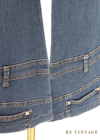 口袋設計拼接帥氣的牛仔喇叭褲11