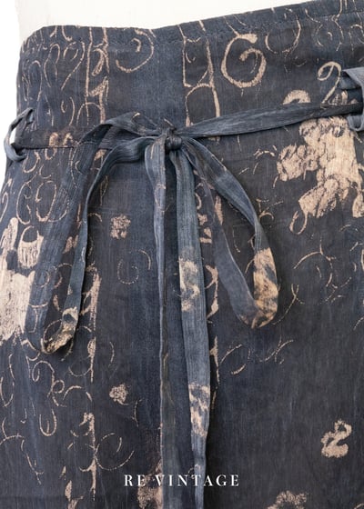 墨夜花煙灰藍色雪紡高腰長褲（25"）6