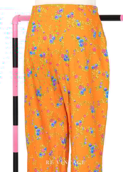 亮橘子色藍玫瑰高腰小腳褲（24"）7