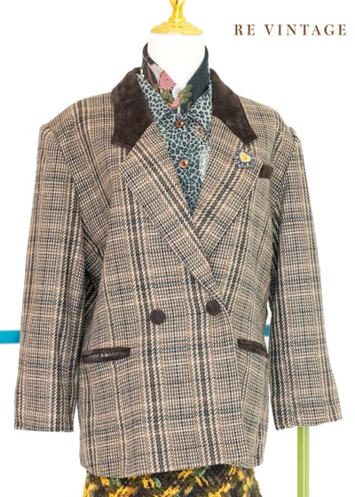氣質單品 - 日本製 棕綠色的格紋西裝外套1