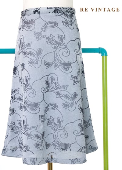 塞納河的波紋灰藍變形蟲印花短裙（27"）5