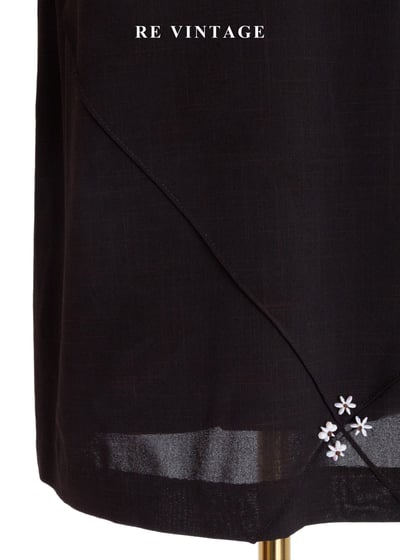 深褐色角落小白花綻放短裙（27"）7