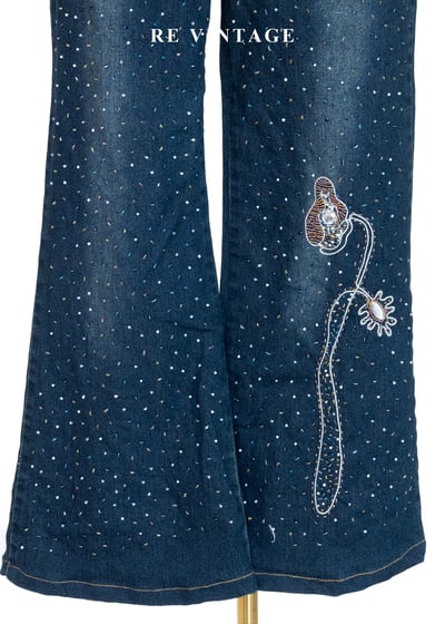 銀河落入凡間的夜晚 - 華麗星芒刺繡亮牛仔褲（24-28"）6