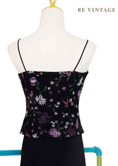 粉邊花鳥華麗少女細肩帶背心9