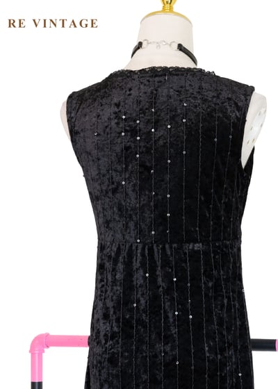 無聲流星黑絨迷你洋裝15