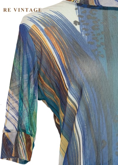 孔雀藍雜訊抽象藝術上衣4