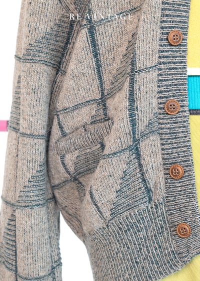 淺棕綠方格紋針織毛衣外套7