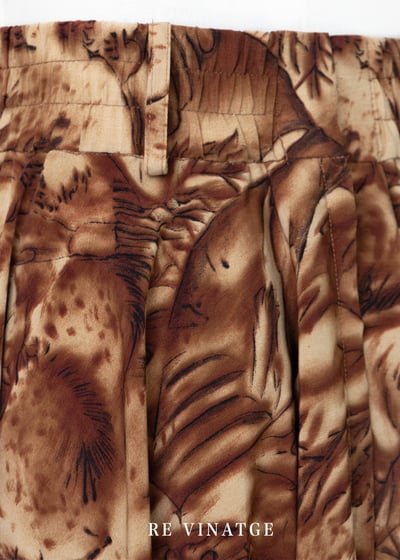 黃棕色樹林圖騰中長裙（24-25")7