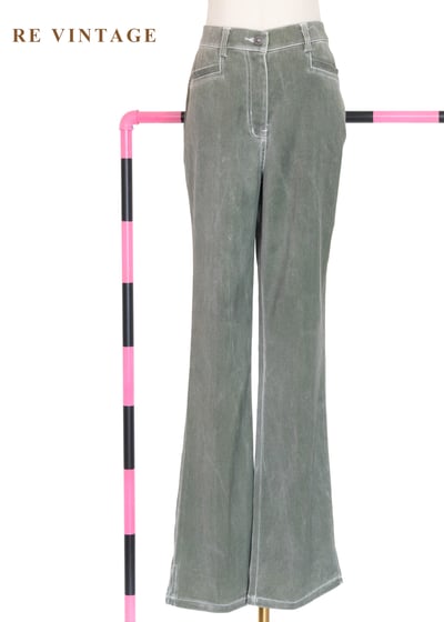 質感單品 - 煙灰綠色貼身長褲 (28-30")1