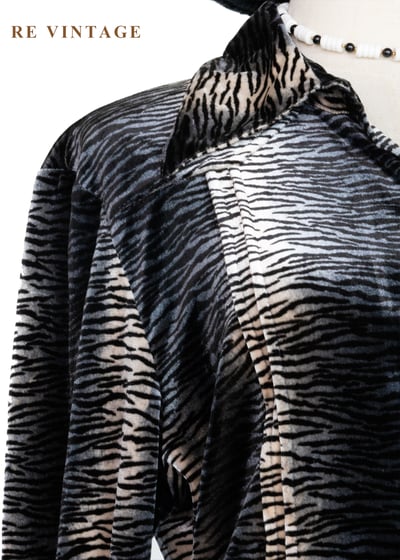 銀黑虎斑絨布長袖上衣5