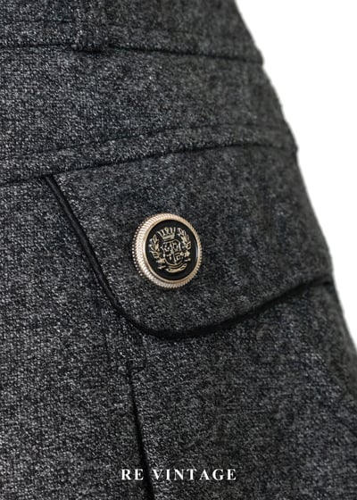 質感單品 - 灰毛呢復古金釦短裙（26"）6